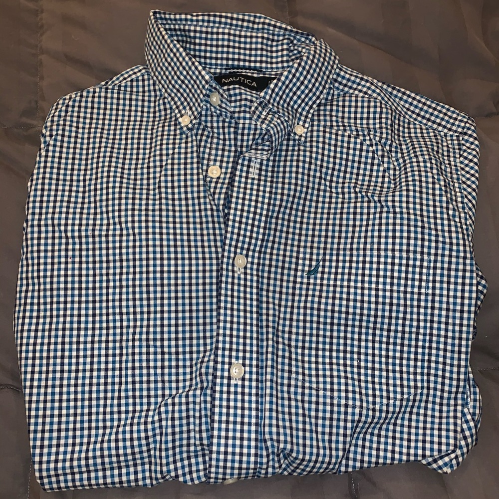 Nautica blue plaid button up long sleeve
